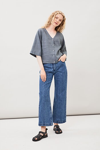 Tiril Linen blouse - Grey slate