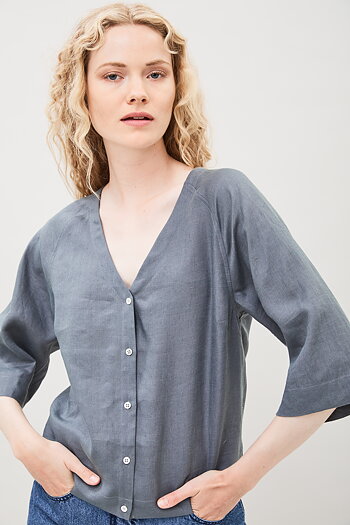 Tiril Linen blouse - Grey slate