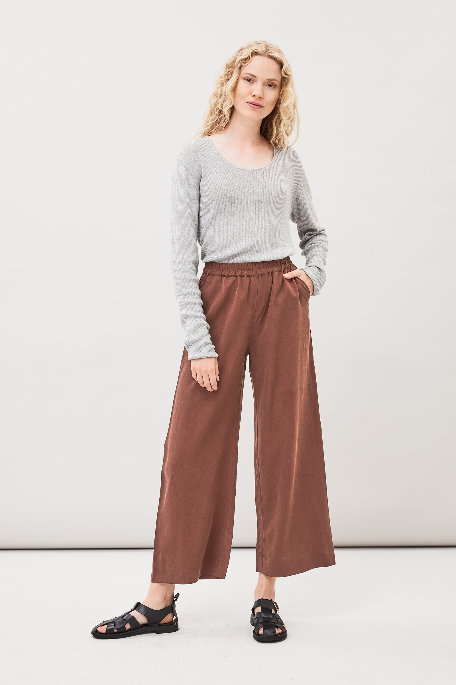 Flowy brown pants clearance