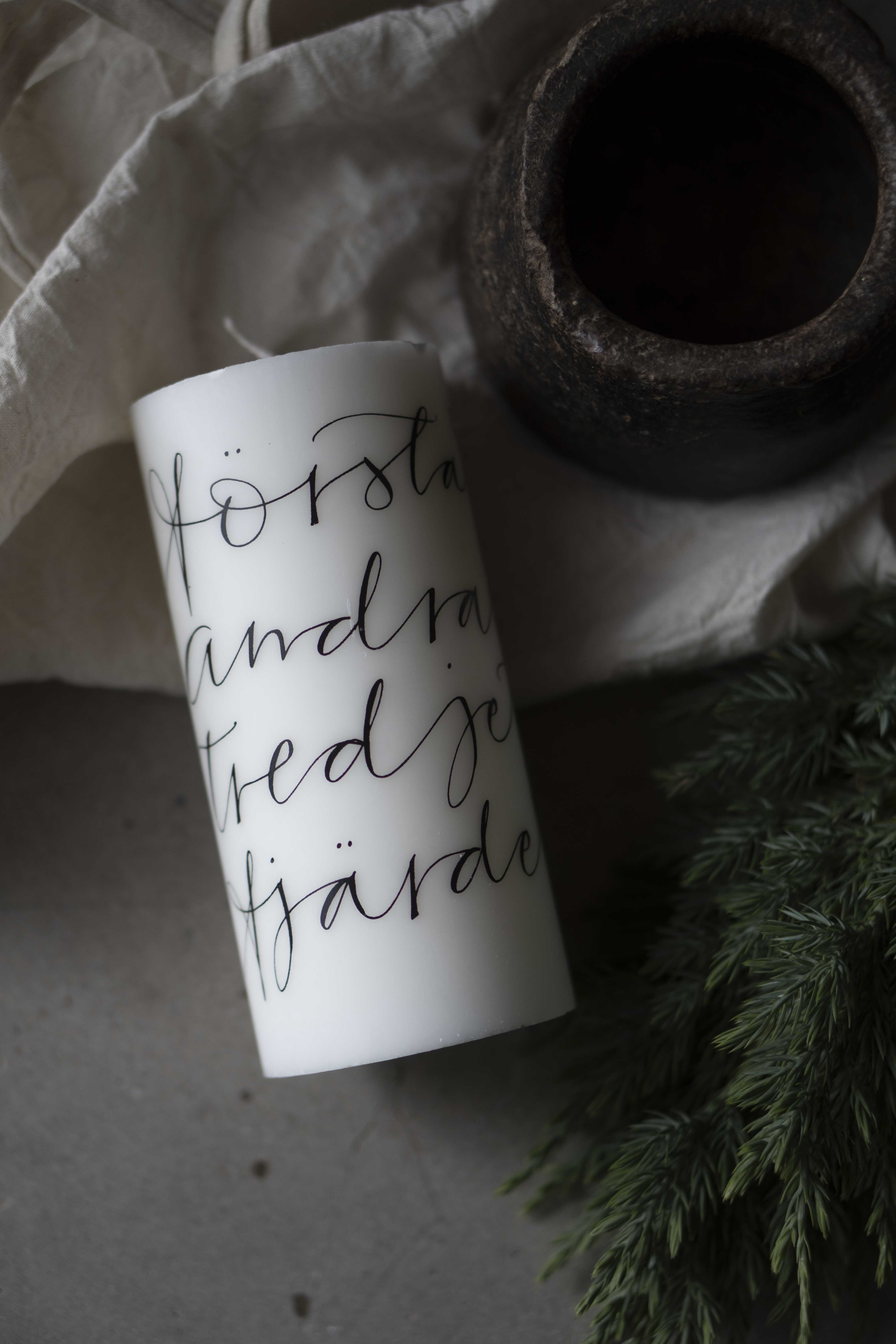 Block candle Advent - Ylva Skarp 15 cm White/Black