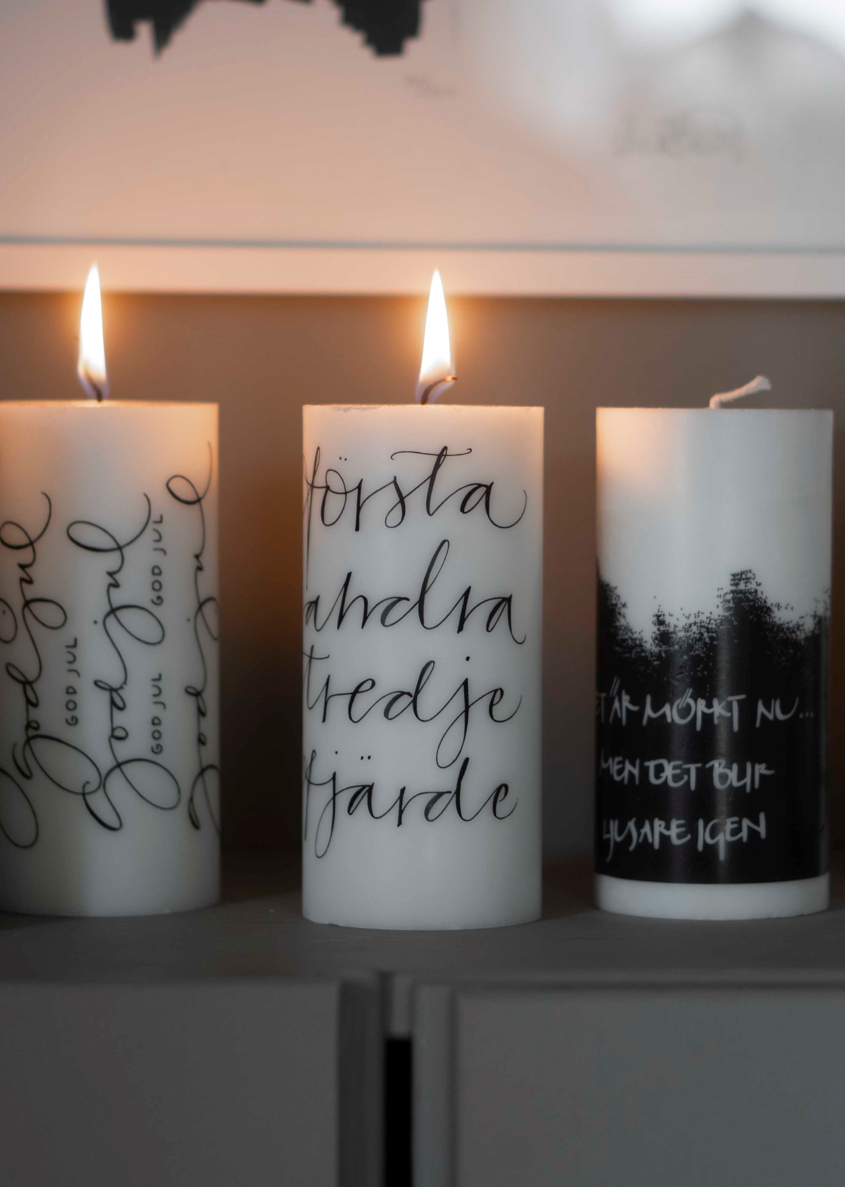 Blockljus God Jul - Ylva Skarp 15 cm Vit/Svart - 7