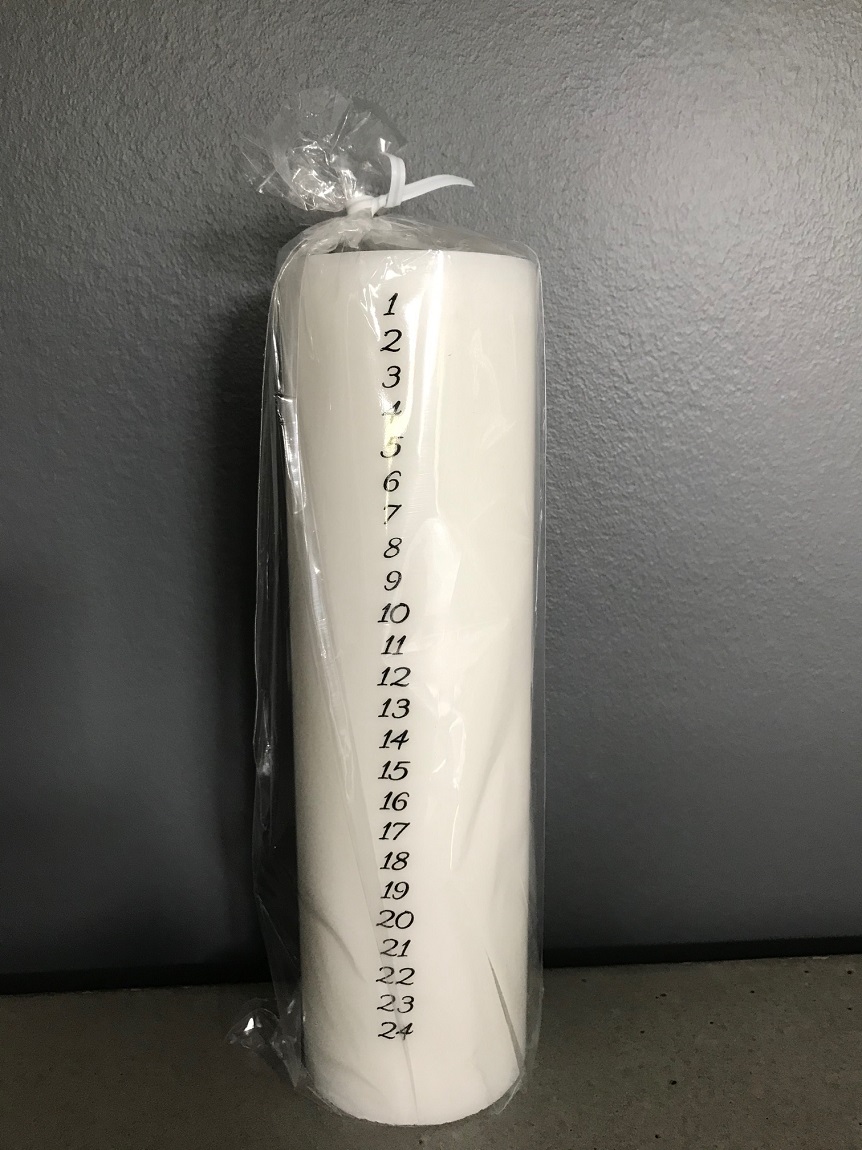 Date candle - Calendar candle - Number candle 1-24 - Advent candle - 20 cm White/Black - 5