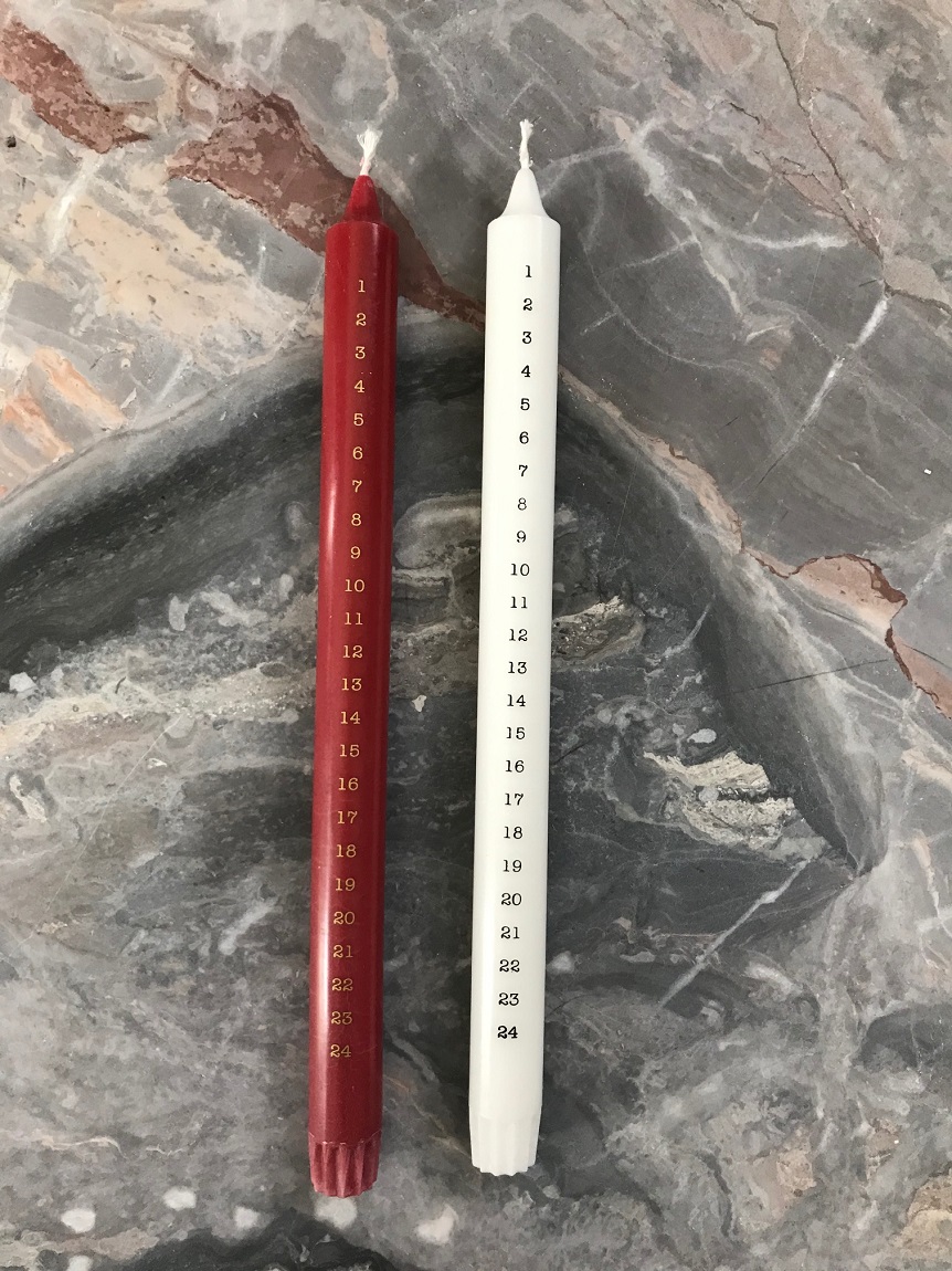 Date candle 1-24 - Narrow 100% stearin - White/Black - 3