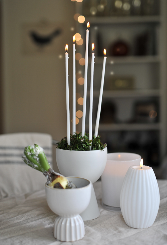 Handstöpta tunna långa ljus - Blomljus - Vit - 38 cm - 10-pack - 5