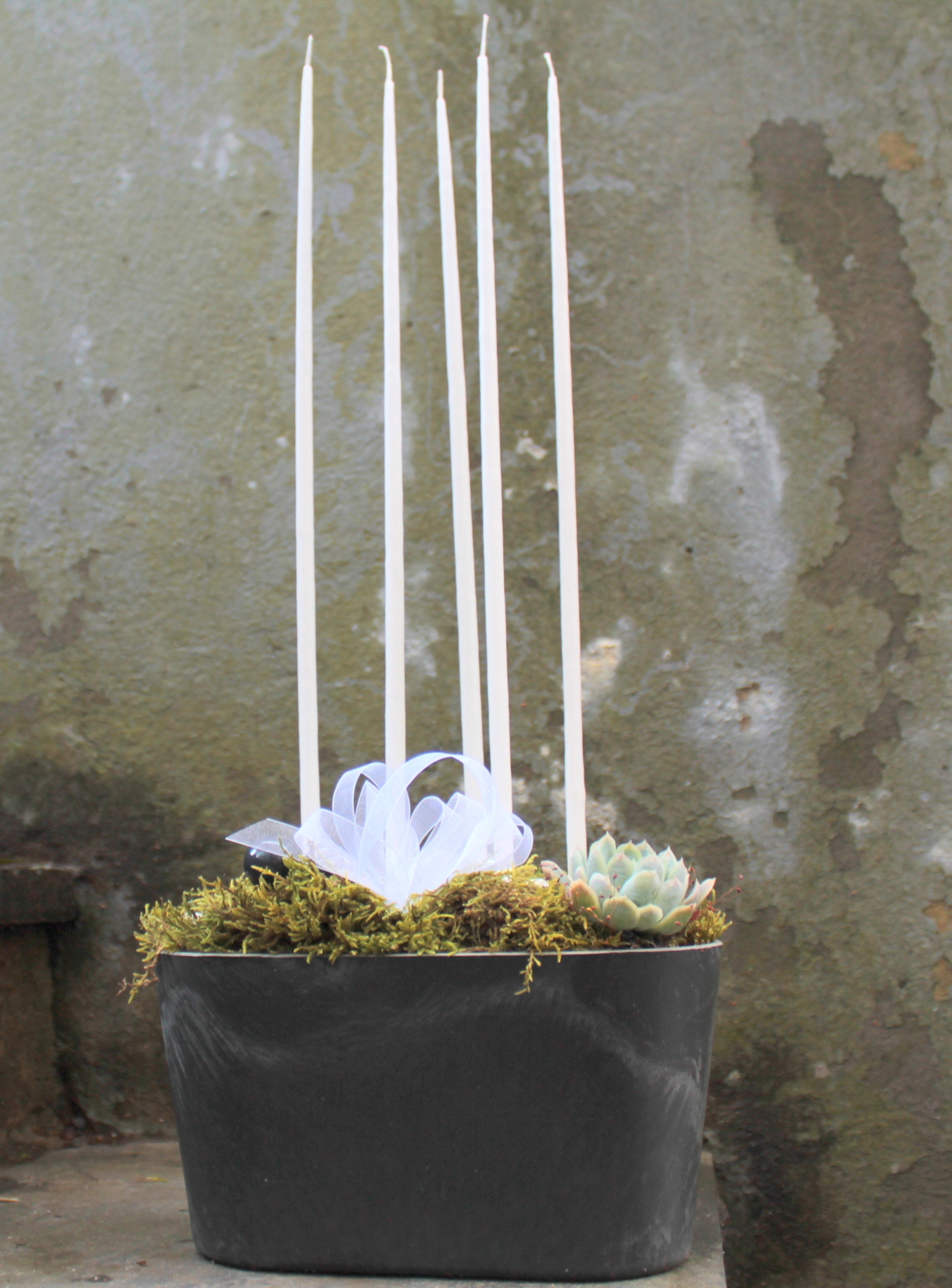 Handstöpta tunna långa ljus - Blomljus - Vit - 38 cm - 10-pack - 13