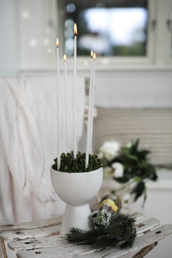 Handstöpta tunna långa ljus - Blomljus - Vit - 38 cm - 10-pack - 15