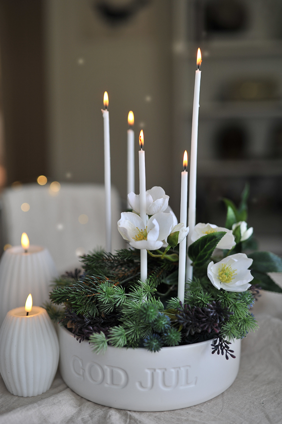 Handstöpta tunna långa ljus - Blomljus - Vit - 38 cm - 10-pack - 3