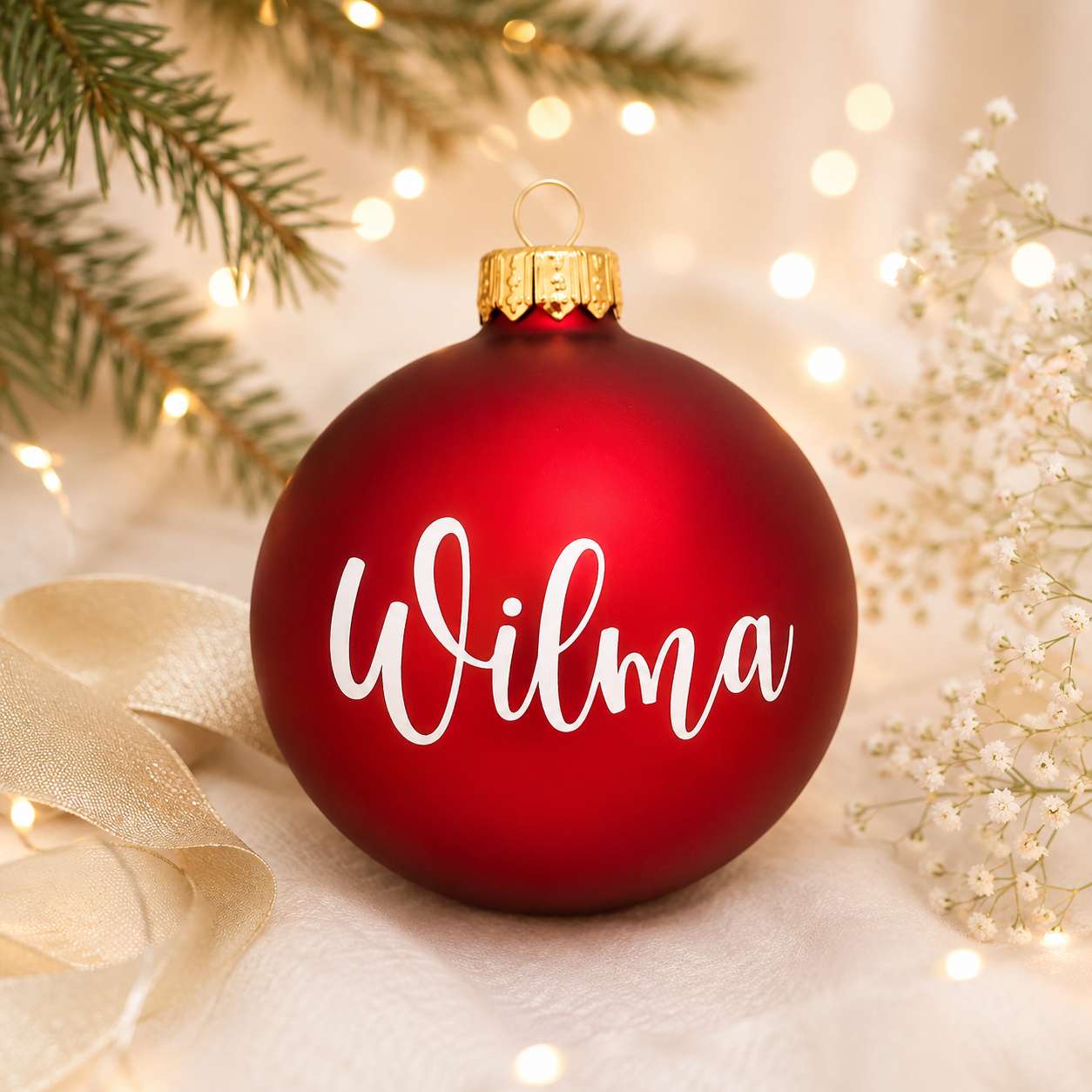 Julgranskula med Namn Glas Röd 8 cm