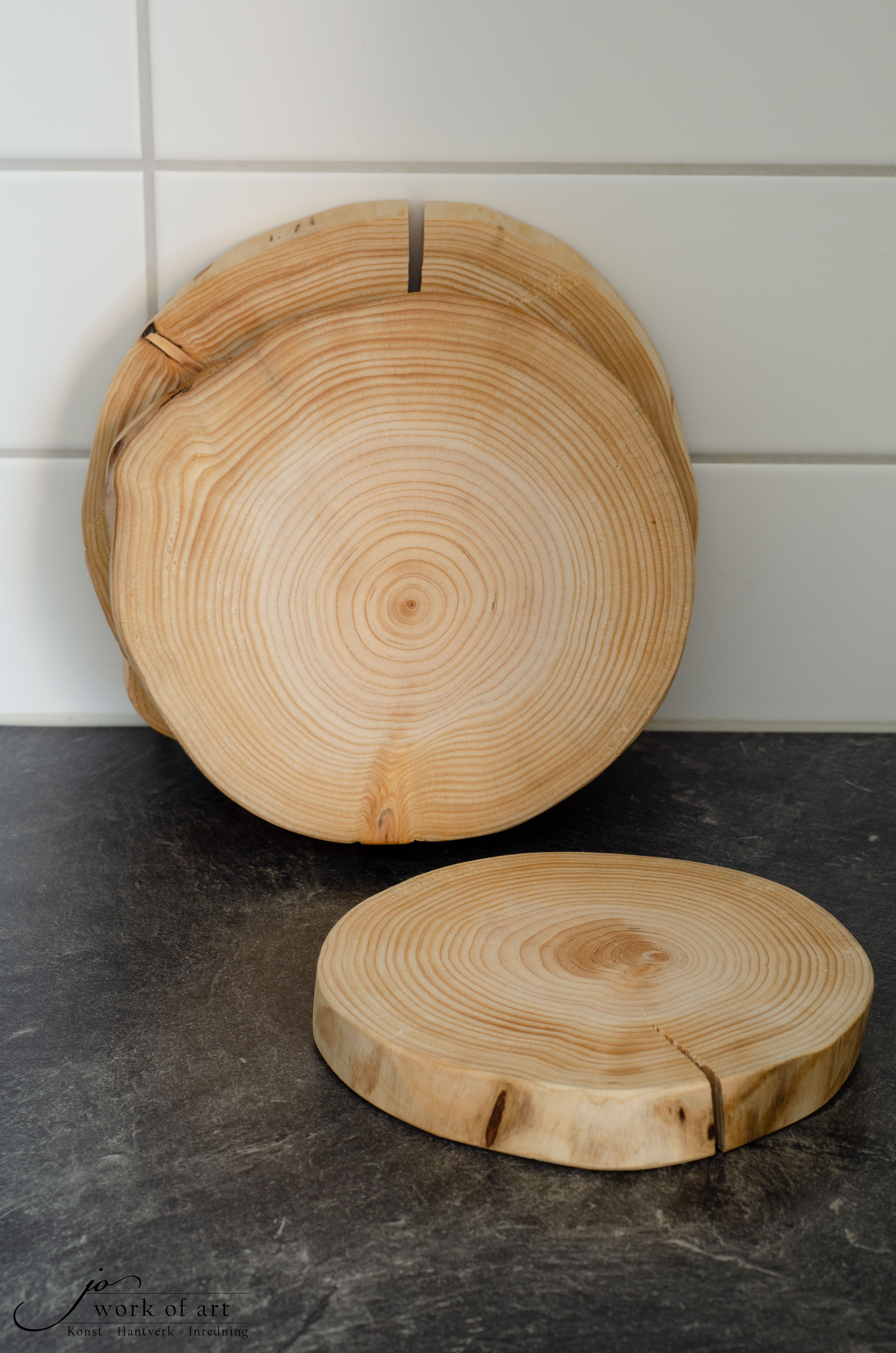 Grytunderlägg / bordsdekoration av cypressträ, 3-pack - 3
