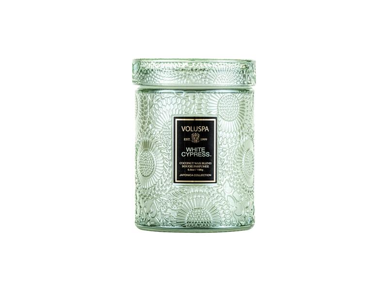 White Cypress Mini Glass Jar - Japonica Holiday