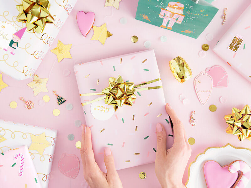 Julklappsetiketter Gnomies Rosa - 3