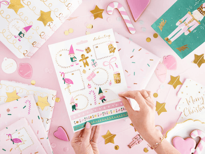 Julklappsetiketter Gnomies Rosa