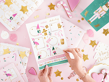 Julklappsetiketter Gnomies Rosa