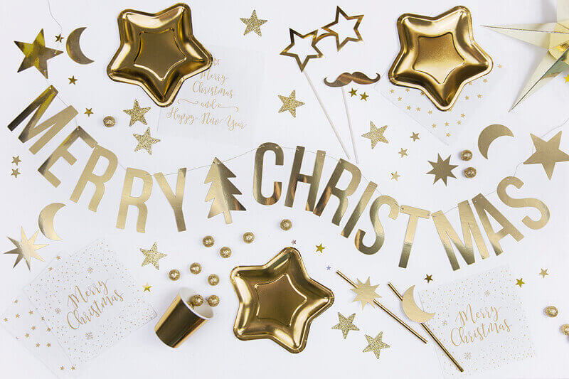 Banner Guld "Merry Christmas"