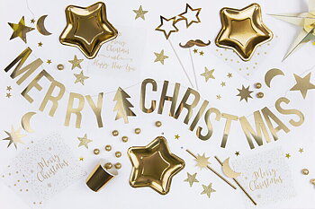 Banner Guld "Merry Christmas"