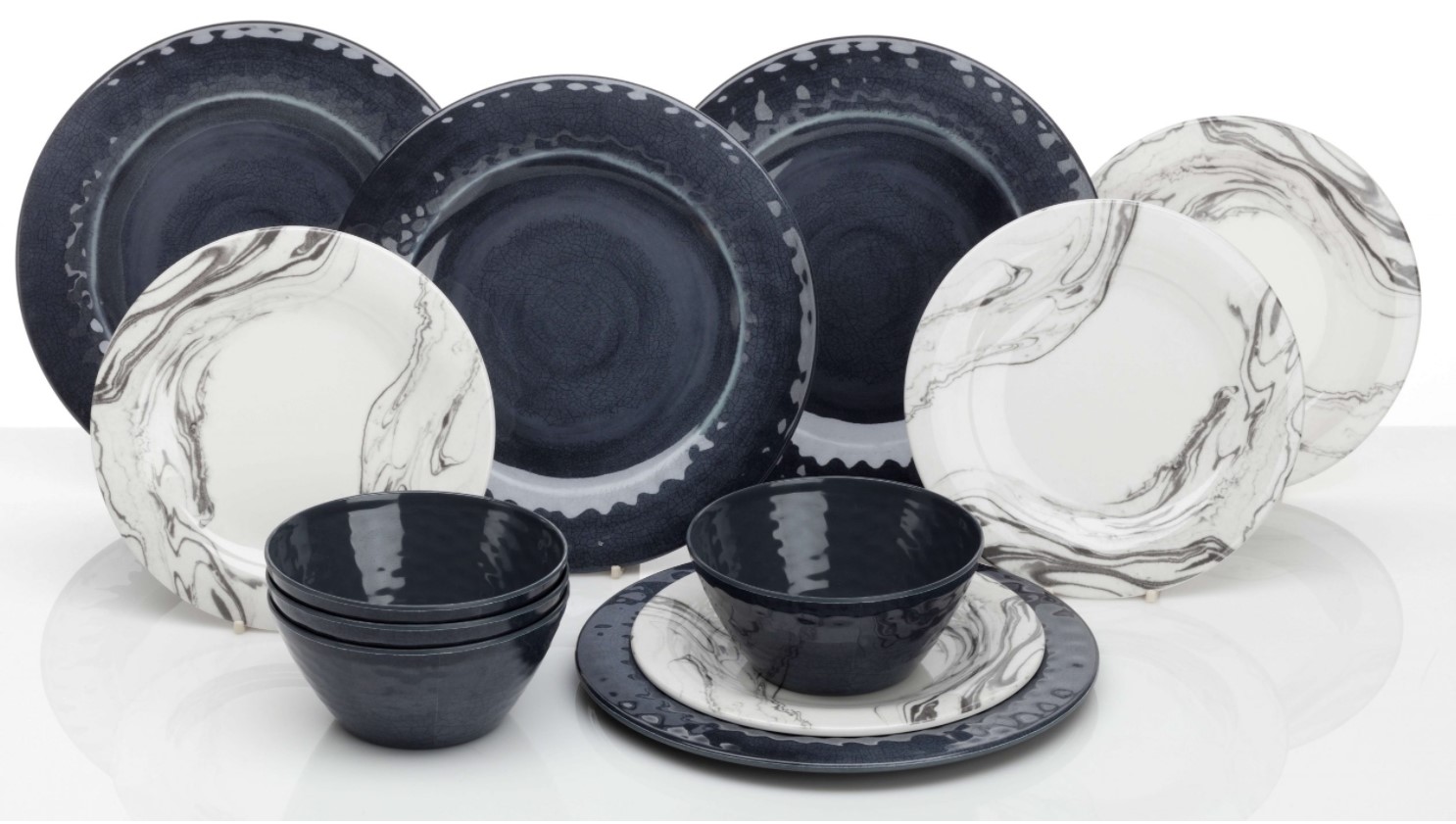 Melaminservis Marble. 12 delar