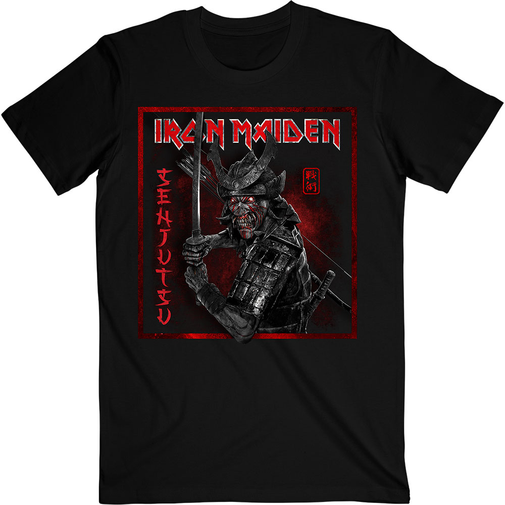 Iron Maiden Senjutsu Cover Distressed Red T-Shirt