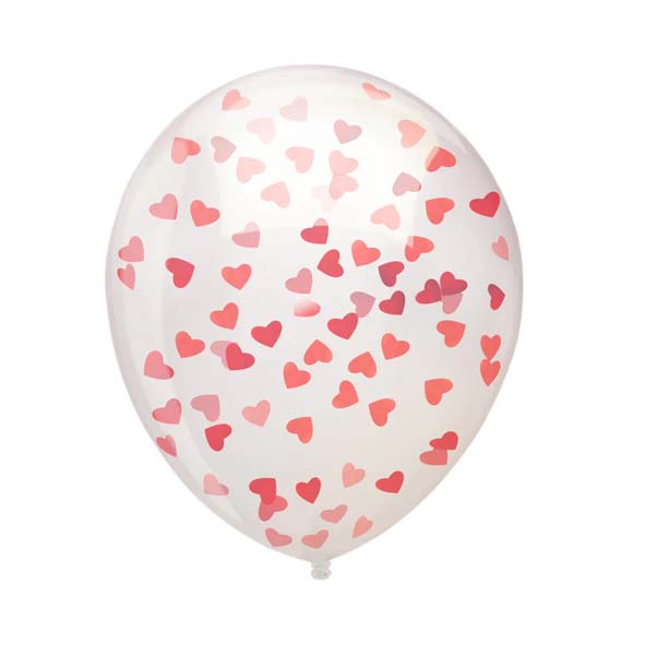 Konfettiballonger - Röda hjärtan 5-pack