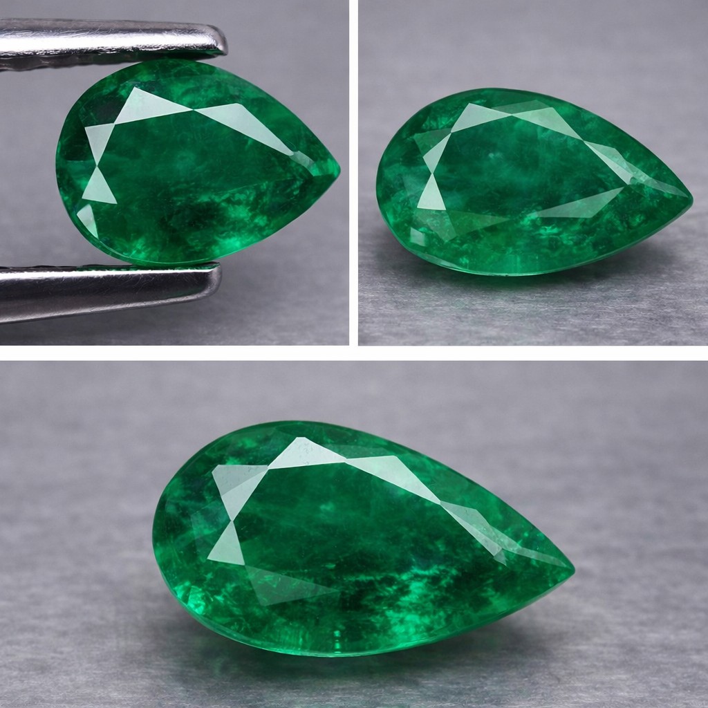 Piedra preciosa de esmeralda colombiana natural genuina de calidad superior rara de 0,40 ct - 4