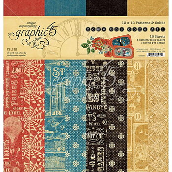 Graphic45 -  Come One, Come All -  baspapper Patterns & Solids 12" x 12"