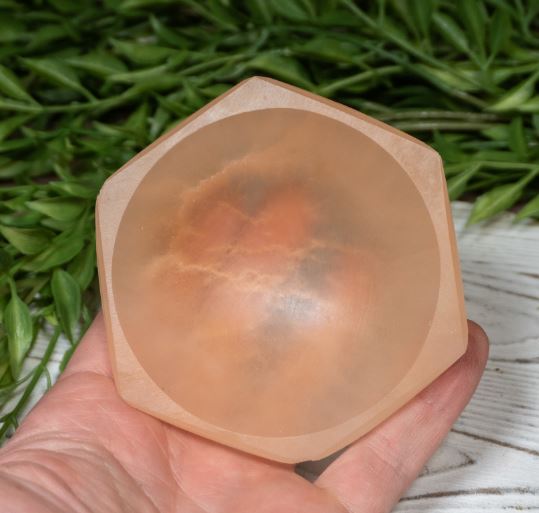Selenit skål hexagon, ca 10cm - 3