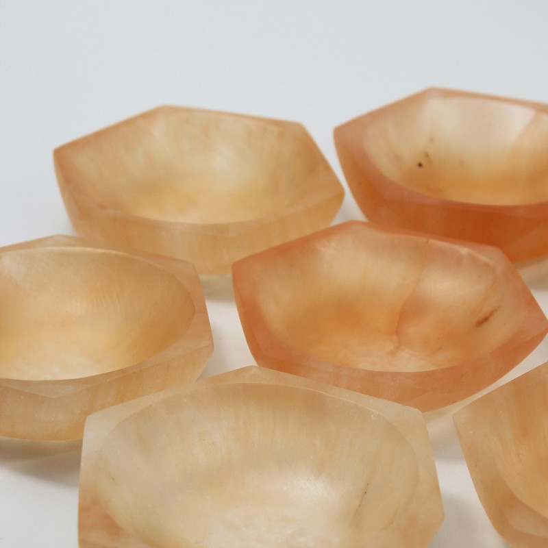 Selenit skål hexagon, ca 10cm - 4