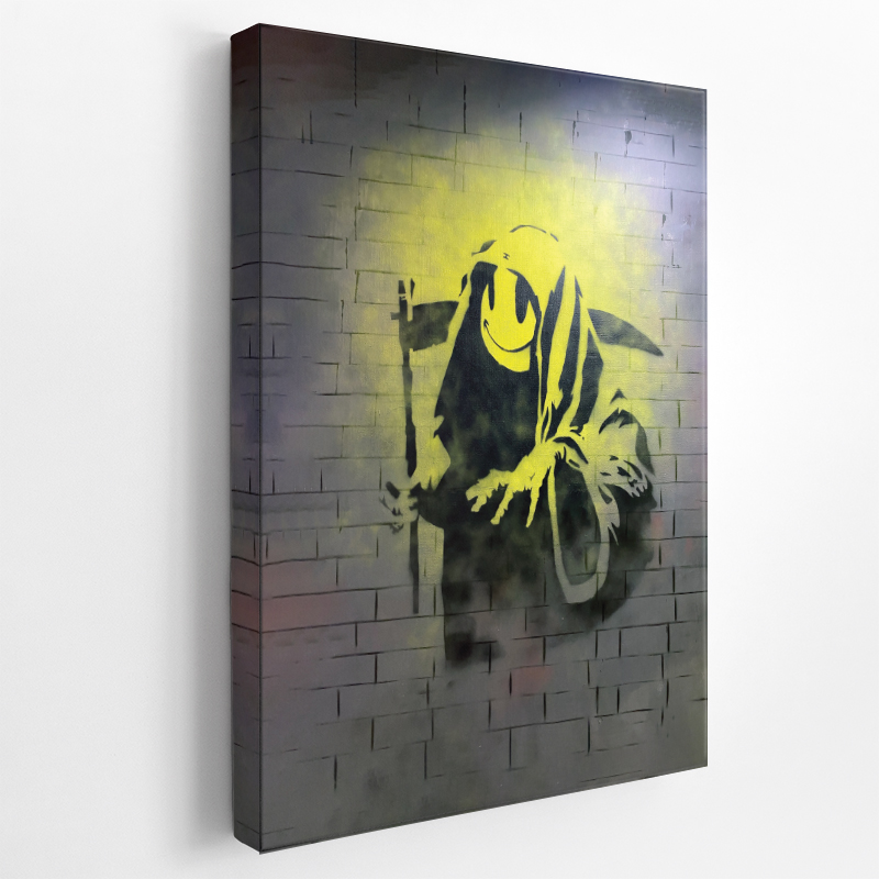 Premium Canvastavla - Grim Reaper Smiley Face - Banksy (Street-art ...