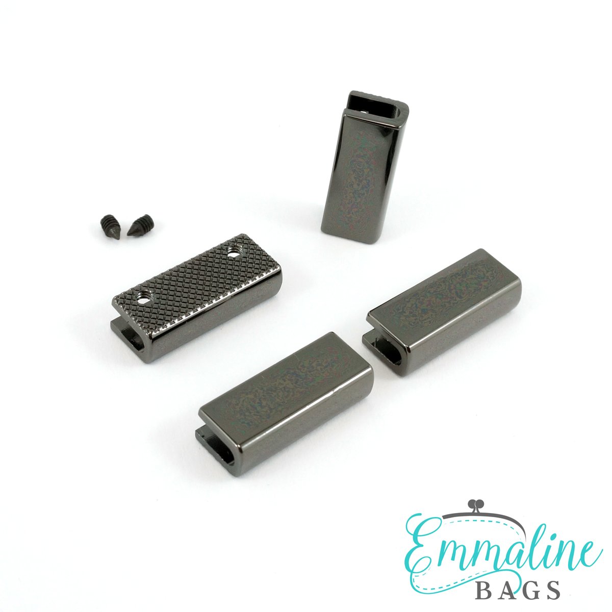 Strap Ends 1" - Gunmetal - 4 pack -  Emmaline