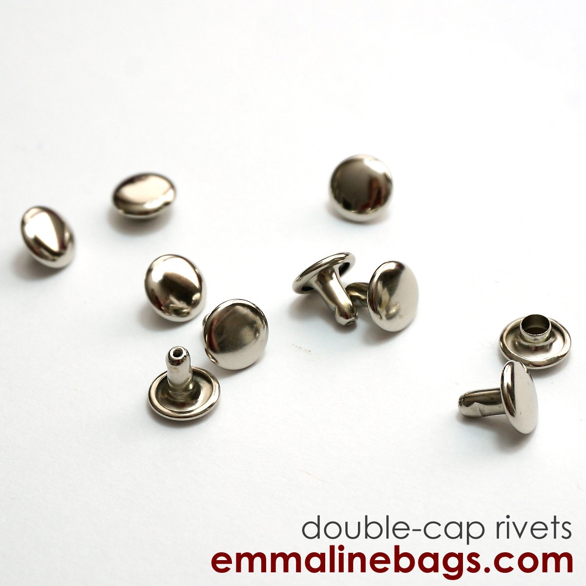 Double Cap Rivets - Nickel - 50 pack - Emmaline