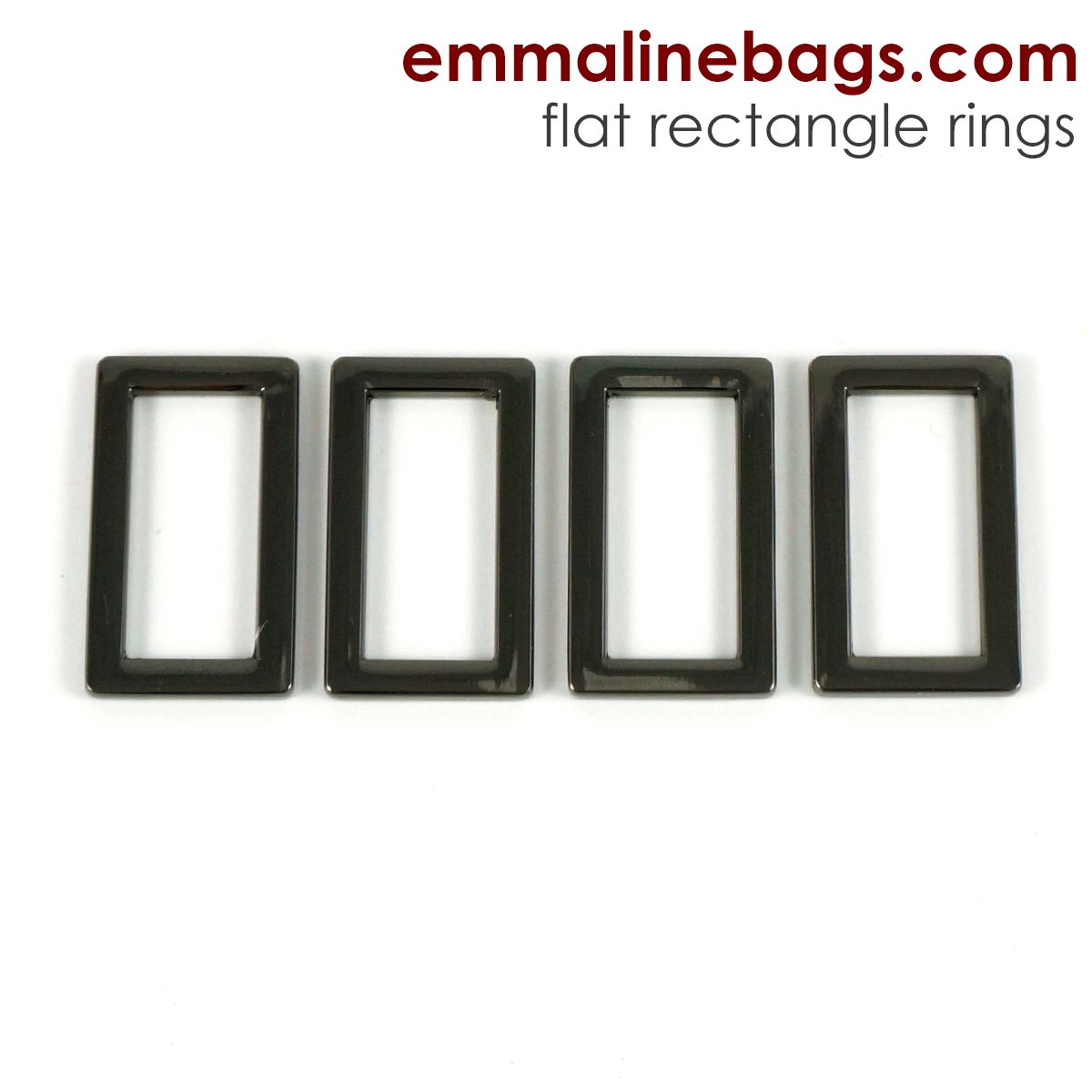 Flat Rectangle Rings 1" - Gunmetal - 4 pack - Emmaline