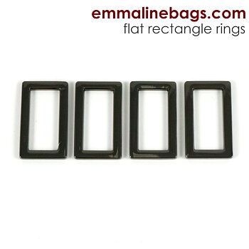 Flat Rectangle Rings 1" - Gunmetal - 4 pack - Emmaline