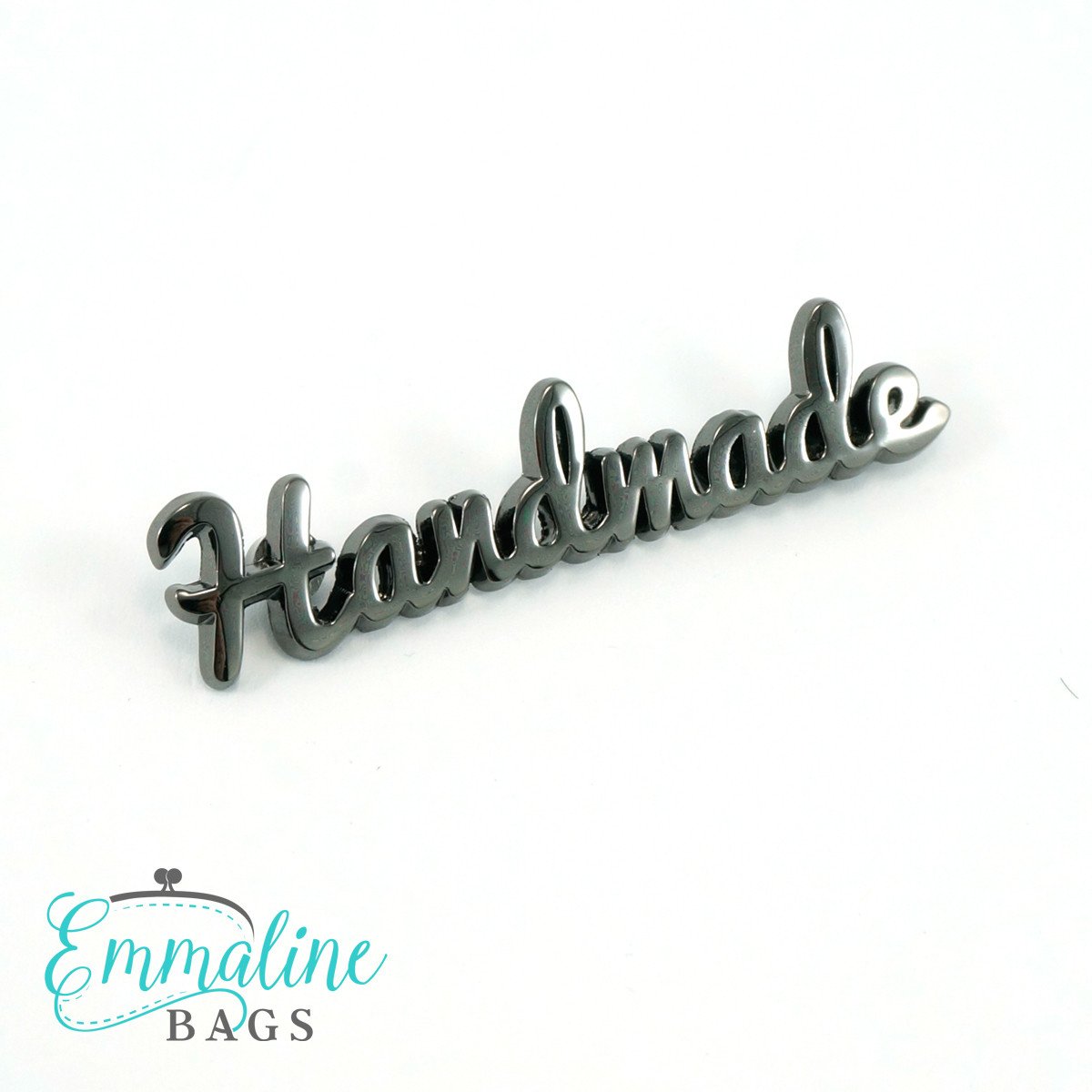 Metal Bag Label "Script Handmade" - Gunmetal  - Emmaline