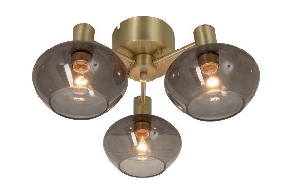 BELL plafond 3 - arm, matt mässing/rök - Aneta Lighting