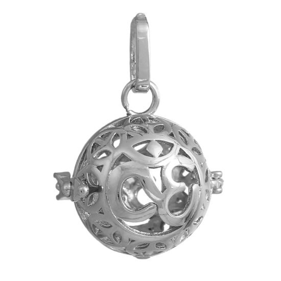 Änglaklocka /  Bola smycken - Aum  - Äkta Silver - Brons Kula - 2
