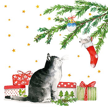 Servett Christmas cat