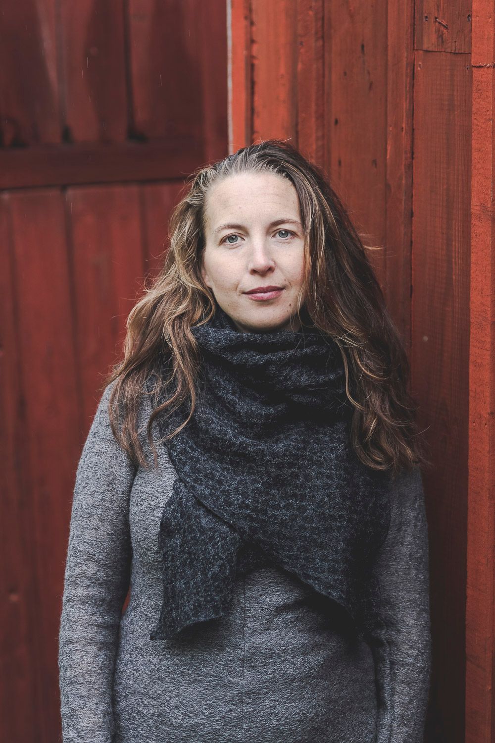 100 % Ull Sjal Körsbärsblom gråsvart - 2