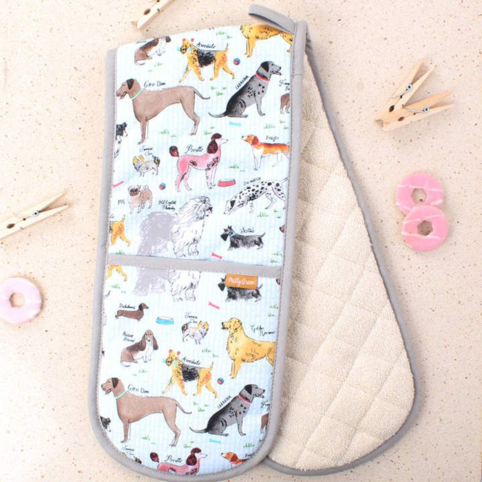 Oven Gloves Milly Green Dog Motif Debonair Dogs - 2