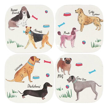 Coasters Milly Green Dog Motif Debonair Dogs 4-pack