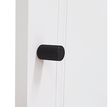 Garderob knoppen är av aluminium. En garderob knopp som är matt svart.