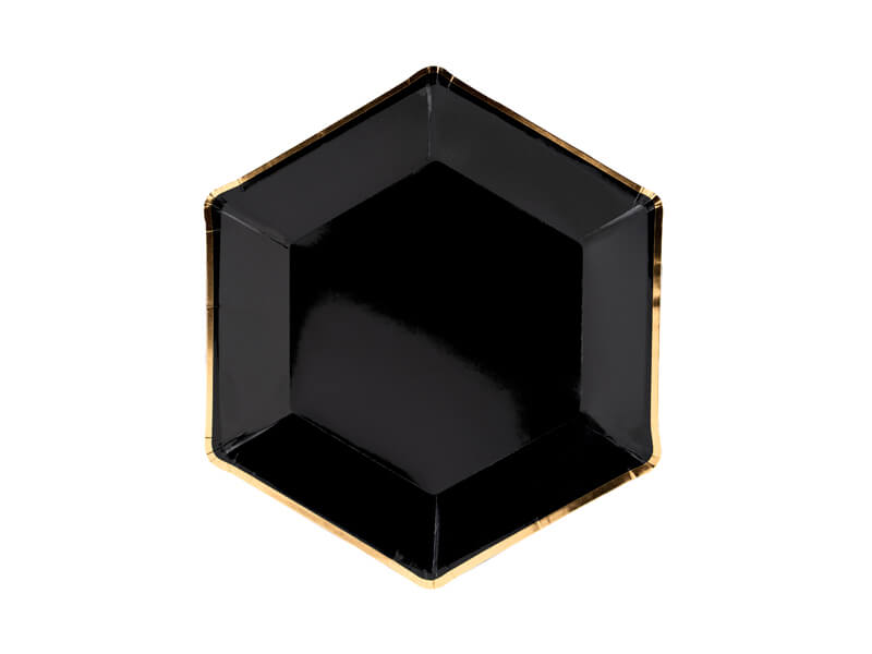 Papperstallrikar | 23 cm | Svarta med guldkant