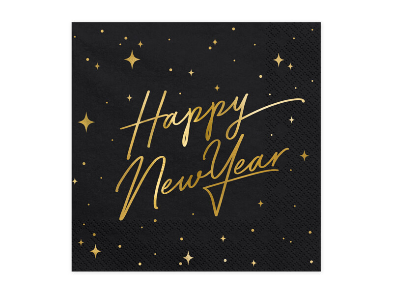Servetter "Happy New Year" | 20-pack | Svarta 