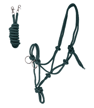 Rope halter for riding Waldhausen, with reins, green