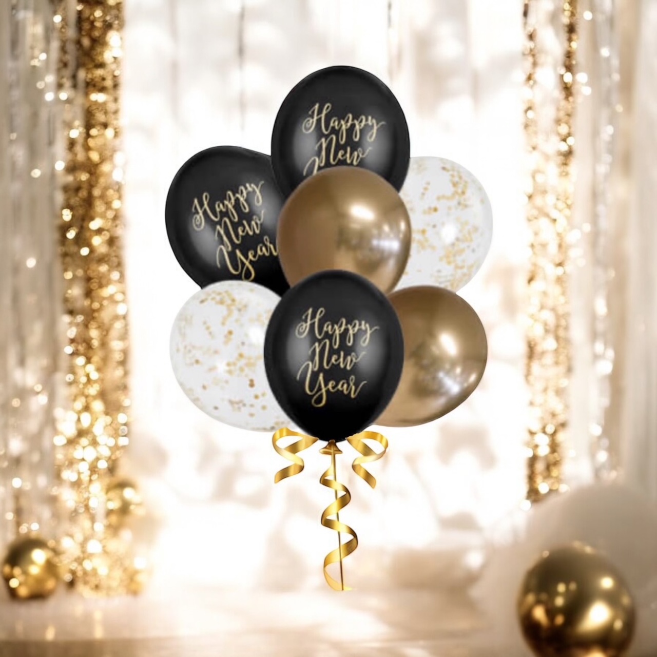 Ballongbukett - Happy New Year (7-pack)