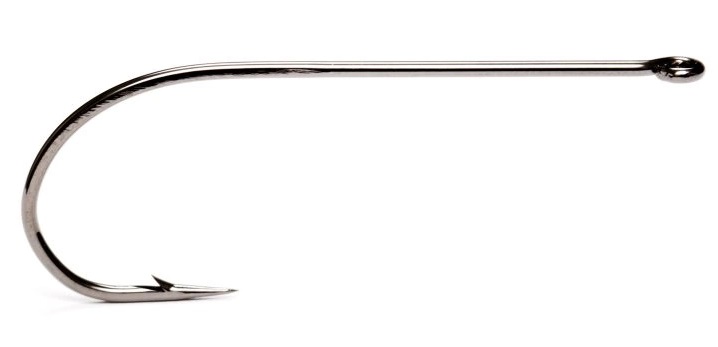 Black Nickel enkelkrok till flugbindning av streamers. Utrustad med långt krokskaft och en rak krokögla