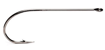 Black Nickel enkelkrok till flugbindning av streamers. Utrustad med långt krokskaft och en rak krokögla