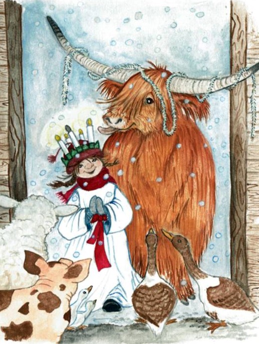 Julkort  "Godmorgon alla djur"