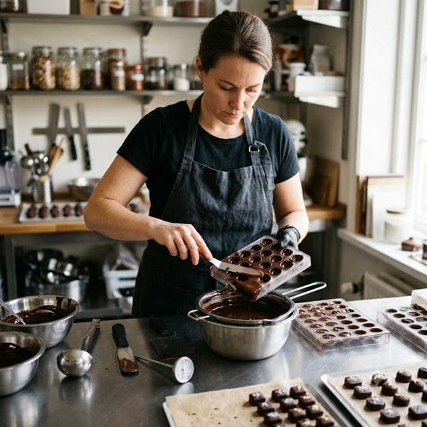Enkel pralin tillverkning med mörk non temp choklad