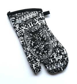 Topfhandschuh Schamanentrommel schwarz