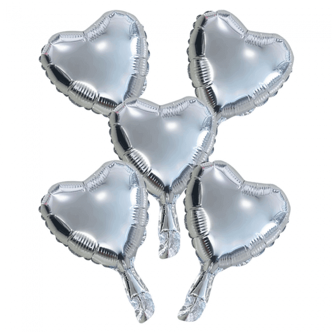 Folieballonger Hjärta Silver 23 cm