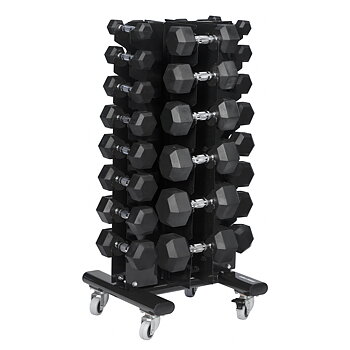 Hantelsats 1-20 kg (14 par) inkl. ställ på hjul